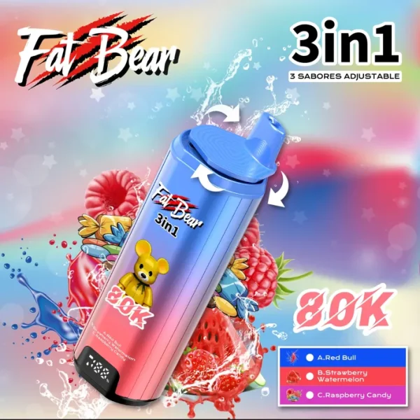 geekbarvap-Fat-bear-80k-puffs-Red Bull Energy+ StrawberryWatermelon + Raspberry Candy