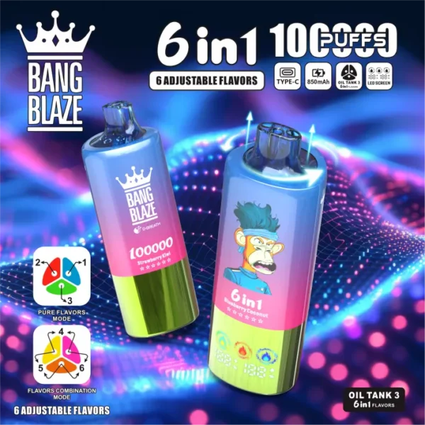 Bang Blaze 100K Puffs 6in1 Disposable Vape – EU Warehouse